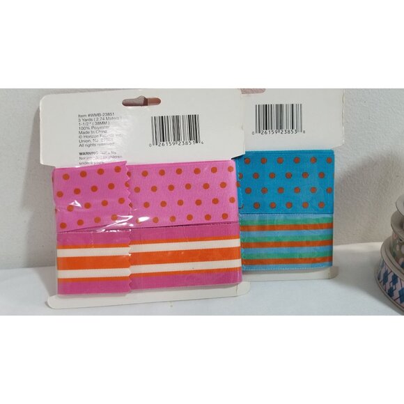 Grossgrain Ribbon & Belting NOS 7 Rolls Ribbon 2 pkgs Belting Pastels Pink and B - Picture 4 of 7